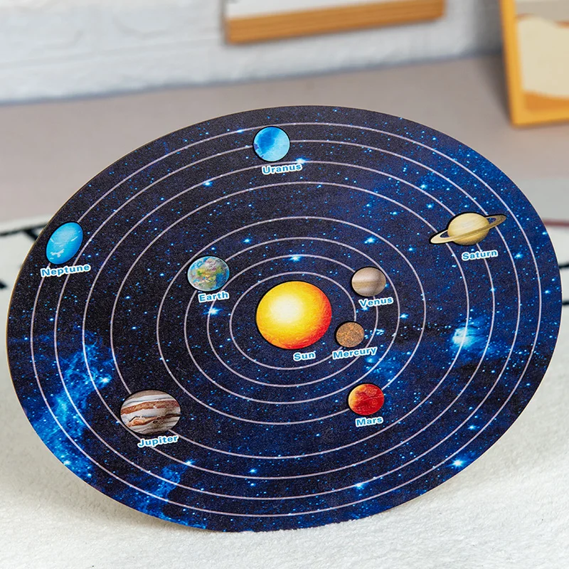 Montessori Solar System Puzzle Toy for Children Boy Girl Wooden Planets Jigsaw Board Game Toy Astronomy Educational Learning Toy