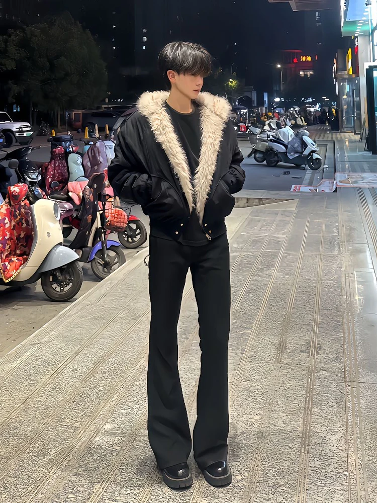 

Мужские джинсы American Vibe Bla Fce с подкладкой, зауженные прямые брюки с эффектом удлинения ног, осенне-зимняя модная молодежная модель