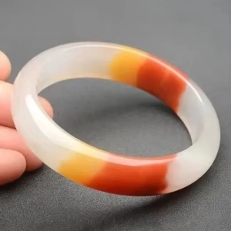 

Natural Golden Silk Jade Two-Tone 54-62mm Bracelet Elegant Princess Woman Jewelry