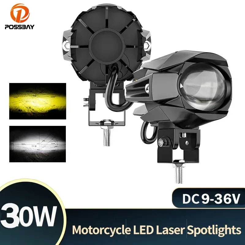 

1/2Pcs Universal Motorcycle Fog Light 9-36V 30W LED Auxiliary Driving Spotlight Moto External Work Lamp Off-road Moto Headlamp