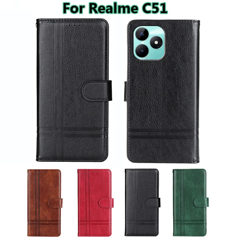 

Protection Phone Case For Realme C51 чехол Wallet Capas Leather Cover For RealmeC51 C 51 Funda Para Etui Realmi C51 6.74" Coque