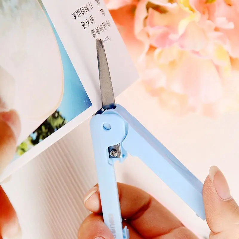 ديلي اللون الفولاذ المقاوم للصدأ مقص صغير قابل للطي مدرسة مكتب التموين المنزل المقصات الطفل طالب الة قطع الورق القرطاسية هدية