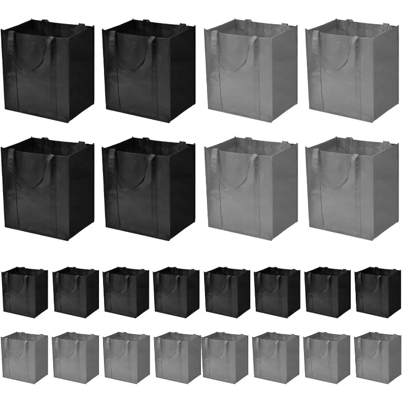 24-Pack Reusable Grocery Bags，Large Washable Foldable Shopping Bags，Heavy Duty Tote Bags