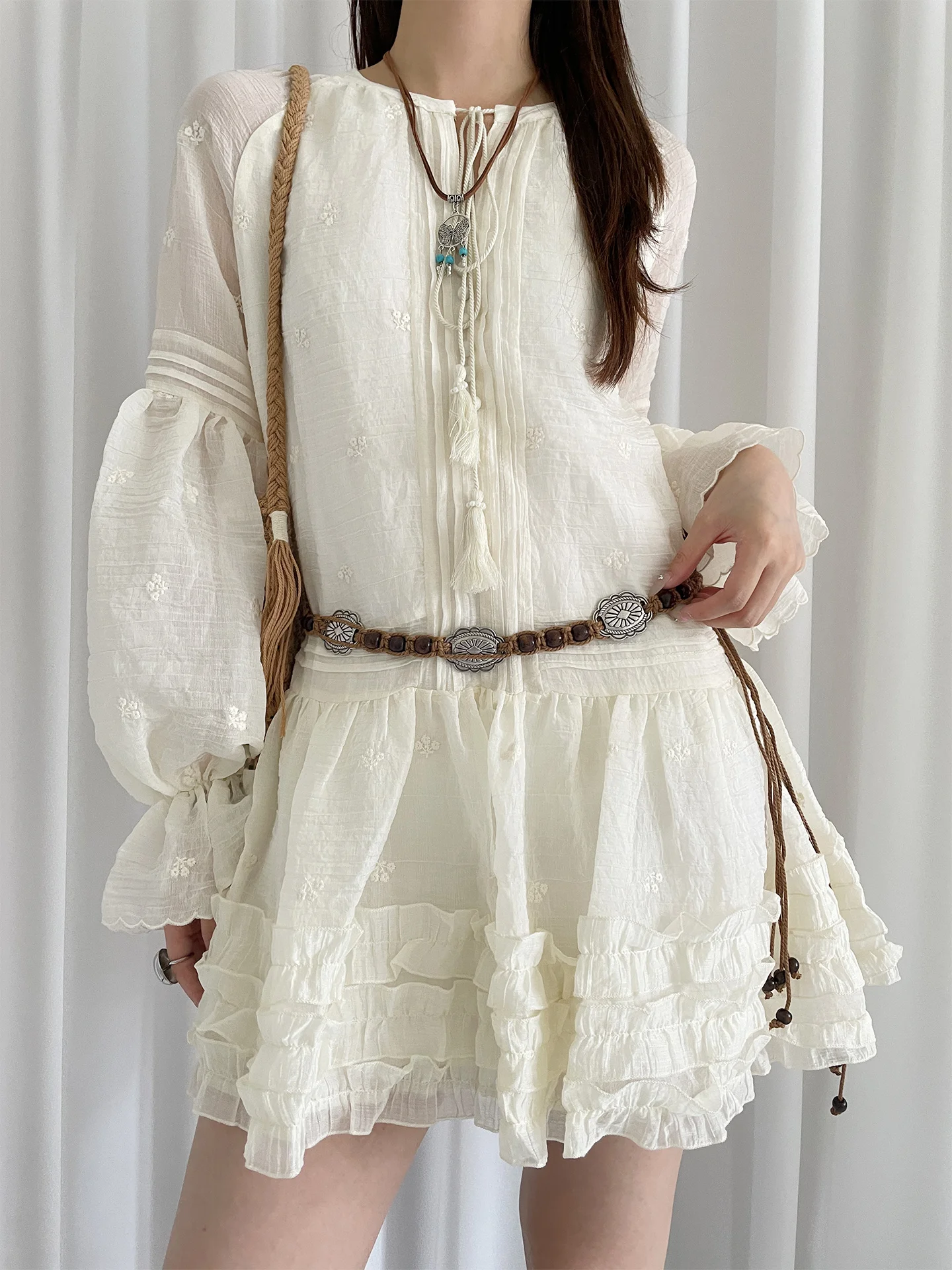 

Пояс в богемном этническом стиле с деревянными бусинами для женщин, тонкая поясная веревка для отдыха и отпуска