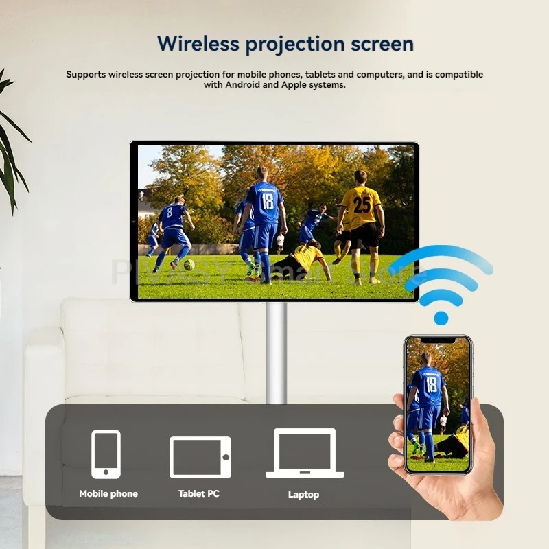 21.5 Inch Touch Screen Tablet with Floor Stand Android system Portable Rotatable Smart TV 6000mAH Battery 8MP Movable 8-core