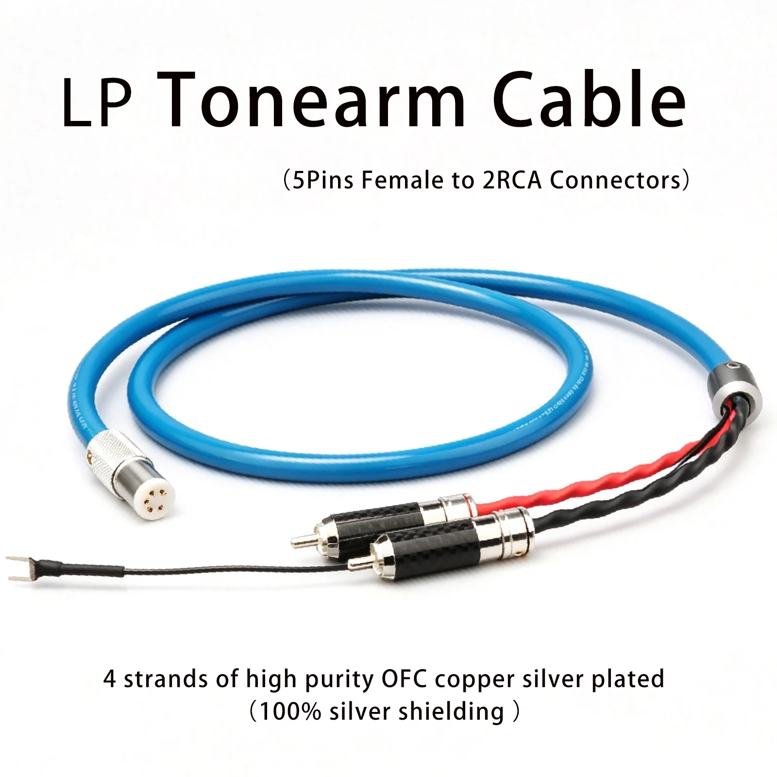 5-Pin DIN Stecker/Buchse auf 2RCA Phono-Kabel 4-adriges Phono-Kabel mit Erdungsdraht RCA-Kabel für LP Vinyl-Plattenspieler Tonarm – Detail 7