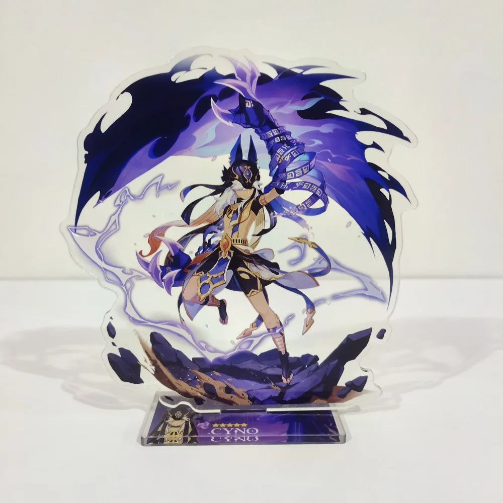 Anime Figure Kinich Mualani Barbatos Cyno Xiao Kaeya Acrylic Stand Model Plate Desk Decor Standing Sign Fans Gifts
