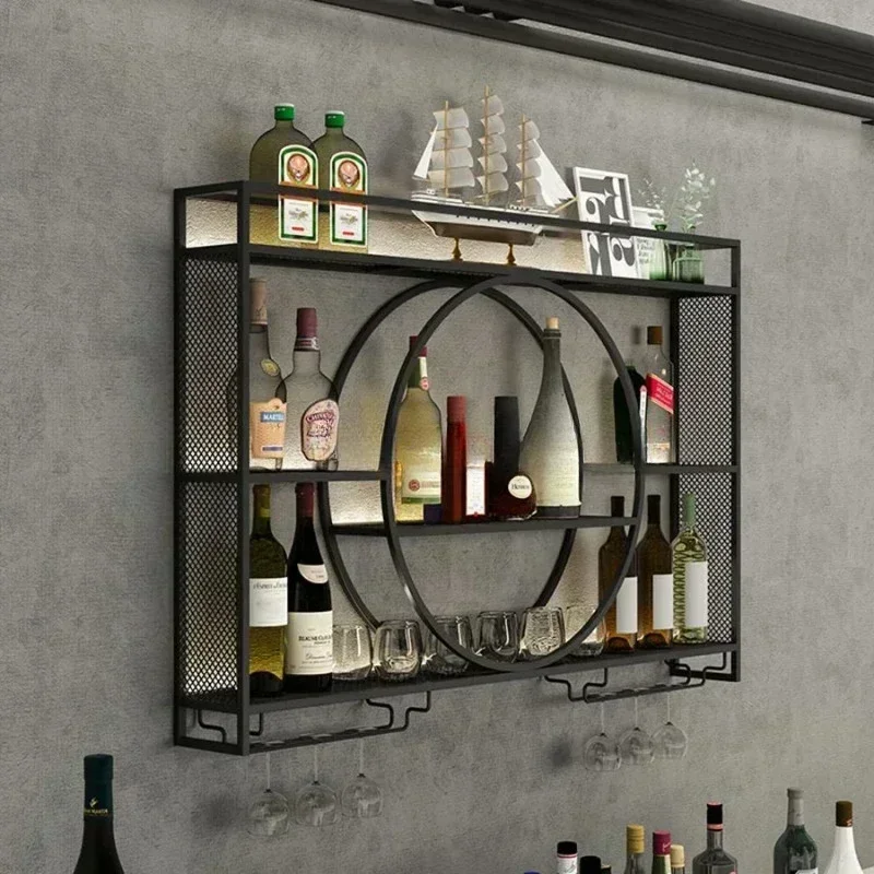 Modern Wall Mounted Forged Iron Display Rack, Wall Mounted Wine Cabinet, Wall Mounted Shelf, Restaurant Bar Counter, Wine Rack