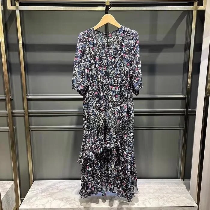 Falda larga de gasa con estampado Floral para ir al trabajo Dr V-ne Dstring coreana Sle cintura suelta ort Sve Summer Dr