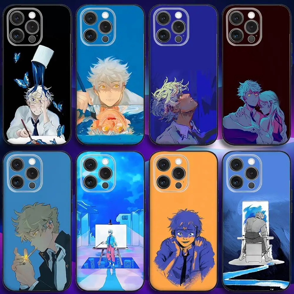 

B-Blue P-Period Anime Phone Case For iPhone 17,16,15,14,13,12,11,Pro,Max,Plus,X,XS,SE4,E,Mini,Soft Black Case