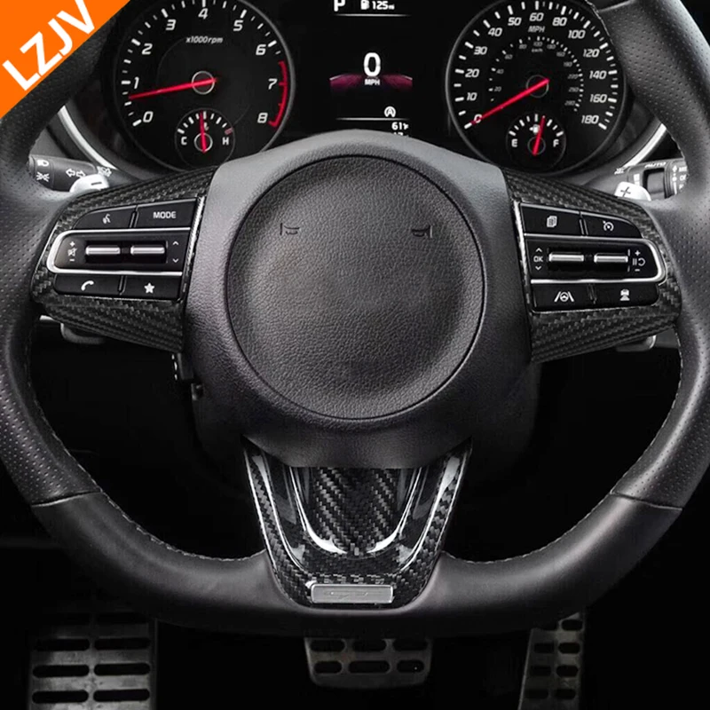 Real Hard Carbon Fiber Sticker For Kia Stinger 2018 2019 2020 2021 2022 Steering Wheel Panel Trim Carbon Fiber Car Inter Styling