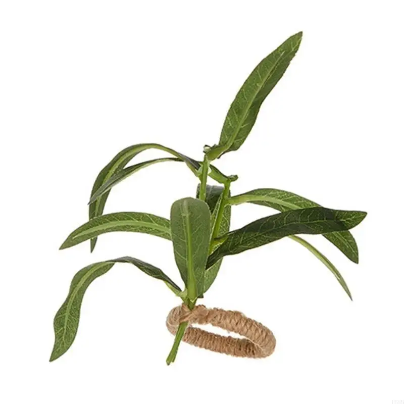H58B Beau Simulater Plante Napkin Holder Elegant Table Table Embellissements Roches serviette