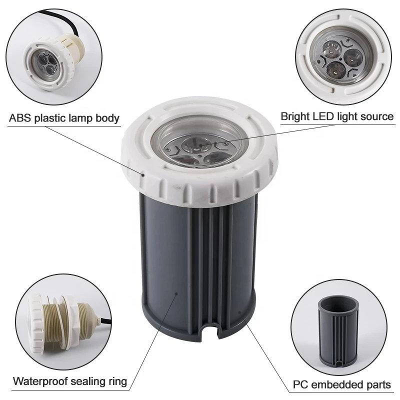 6W AC12V 3 LED Recessed Swimming Pool Lights Spa RGB White Color Fountain Lamp Underwater Swimming Spa Pool Light