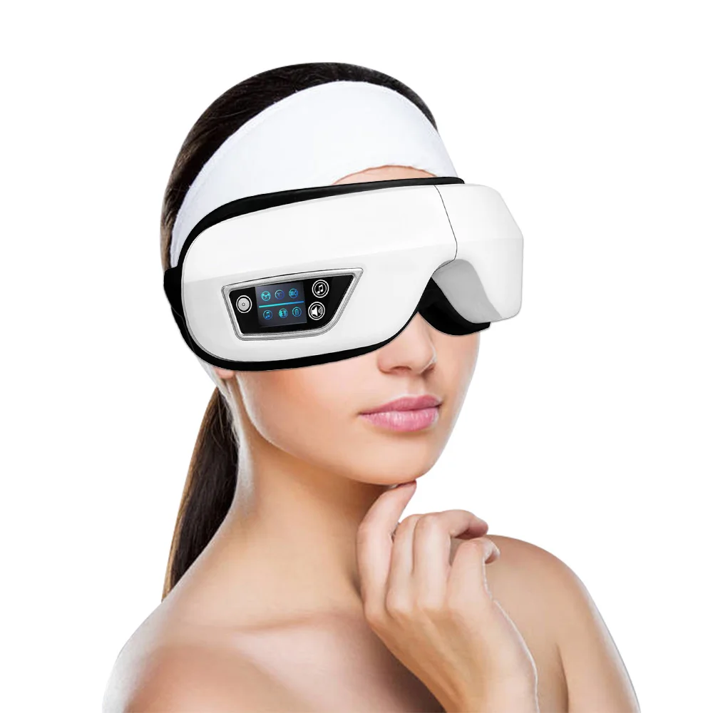 

Массажер для глаз 6D Умная подушка безопасности Вибрация Инструмент для ухода за глазами Горячий компресс Bluetooth Массаж глаз Очки Мешочек усталости и морщин