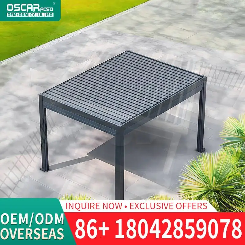 

High Quality Motorized Louvered with Sunshade Waterproof Feature Powder Coated Frame Patio Backyard Poolside Outdoor Shading St