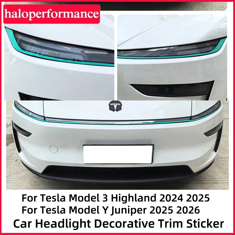 

Для Tesla Model Y Juniper Model 3 Highland 2025 автомобильная фара для бровей спортивная декоративная полоса наклейка изменение цвета пленка аксессуары