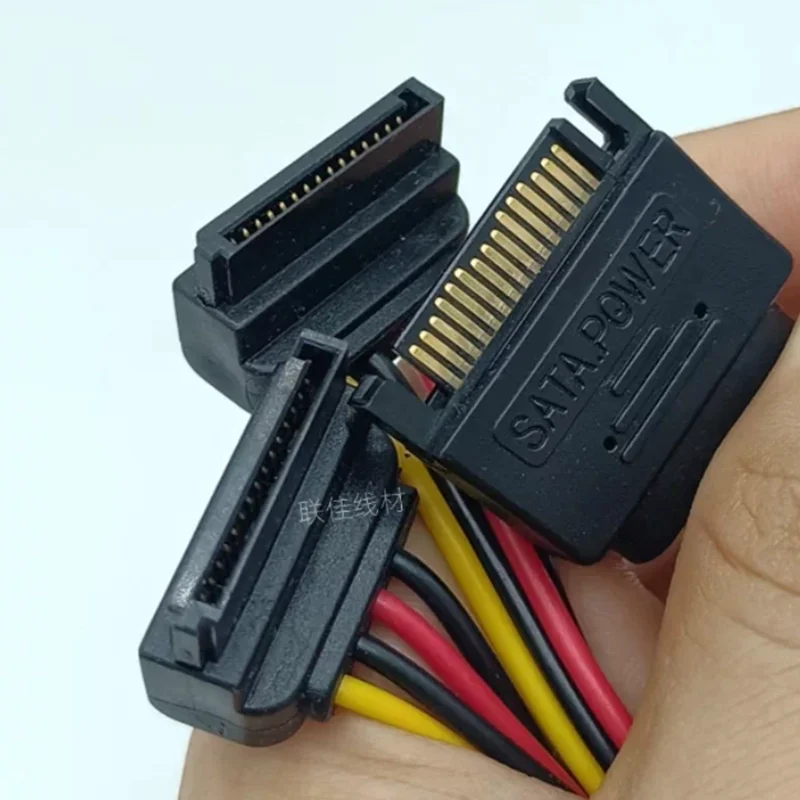 0.2M 15Pin SATA Male to 2 Female Elbow Computer Case Power Hard Disk one-to-two Splitter High-Quality Power Cord