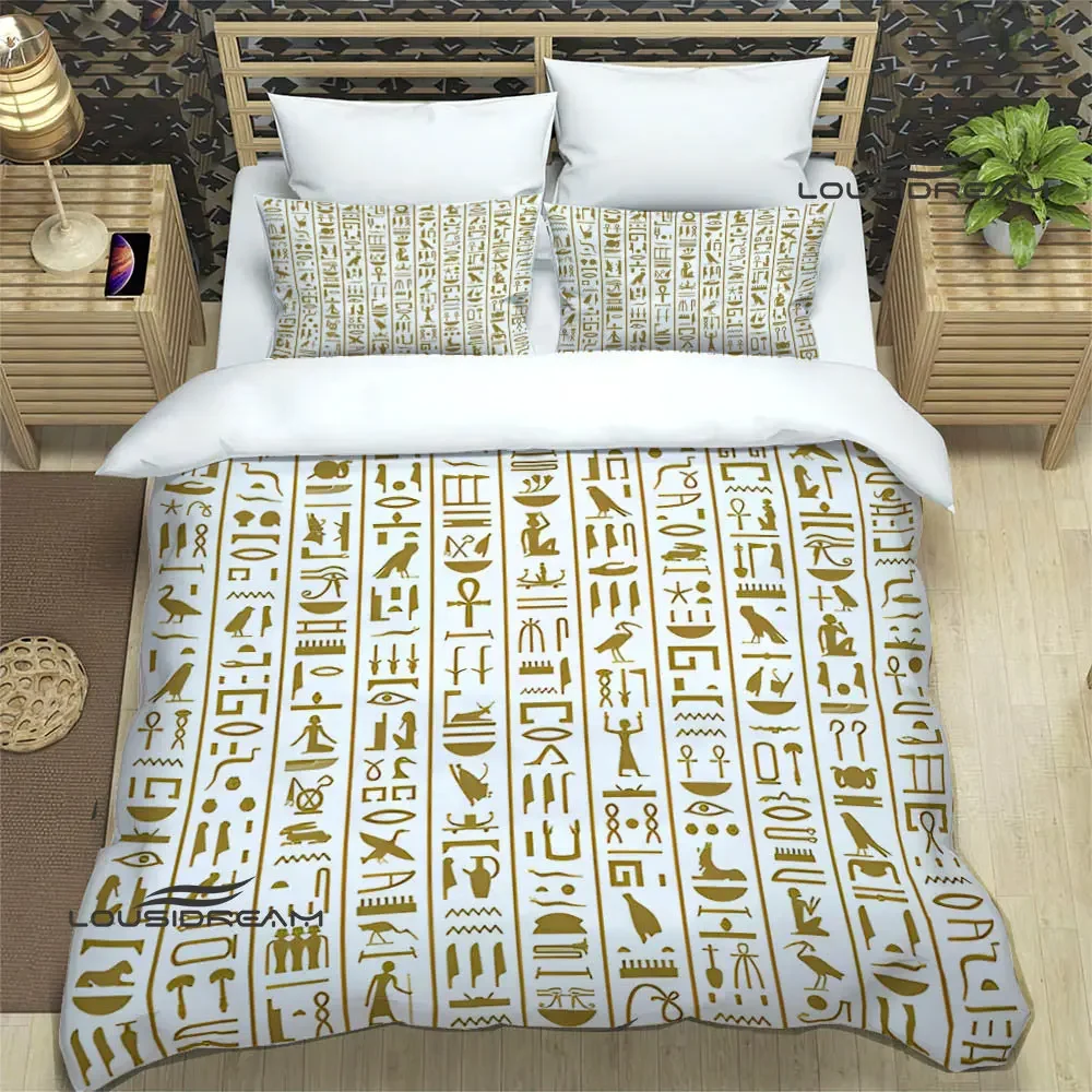 Egyptian pictograph and symbol Bedding Sets exquisite bed supplies set duvet cover bed comforter set bedding set luxury