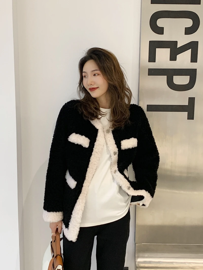 MENINA BONITA 2022 New Grain Fleece Real Fur Lambswool Coat Autumn Winter Women Outerwear Loose Thick Long Fashion Streetwear