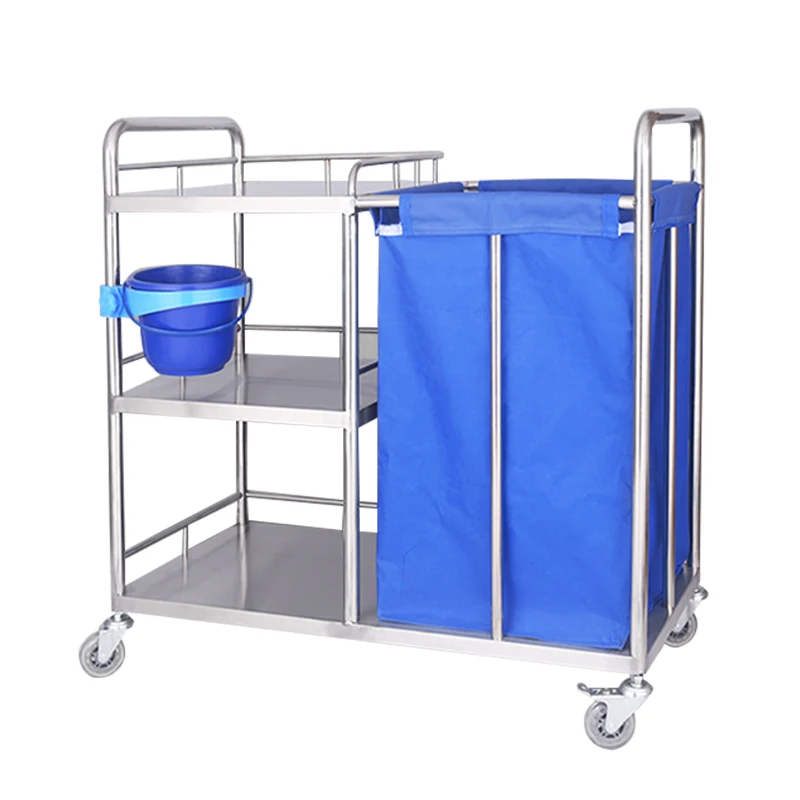 Hospital Non Medical Waste Cleaning Cart Medical Stainless Steel Laundry Trolley