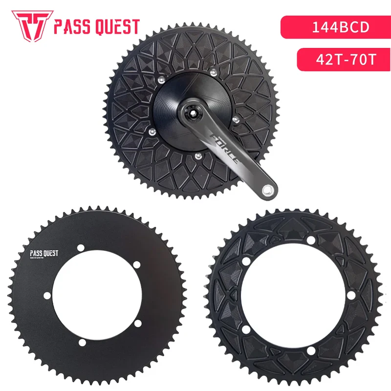 

PASS QUEST Bike Chainring 144 BCD 1/8" Chainring - 42-65T Fixie Single Speed BMX Track Bike Chainring Bicycle Accessories