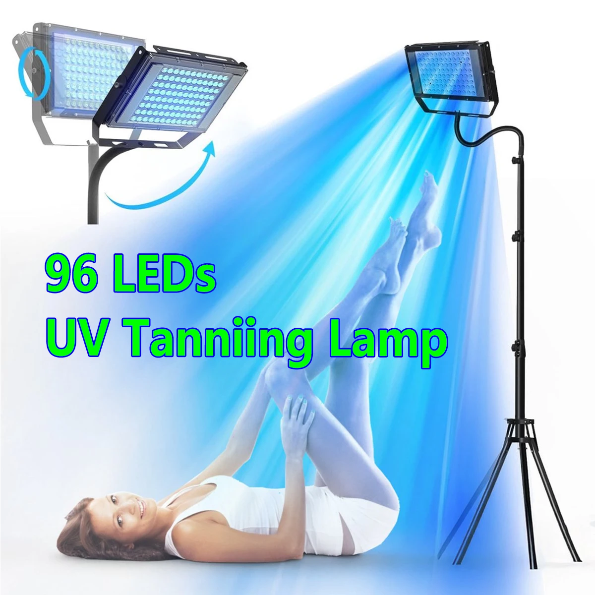 

96 LEDs Blue Light, 5V USB Tanning Lamp with tripod，460-480nm Wavelength, Compact and Portable for Home Use body skin care