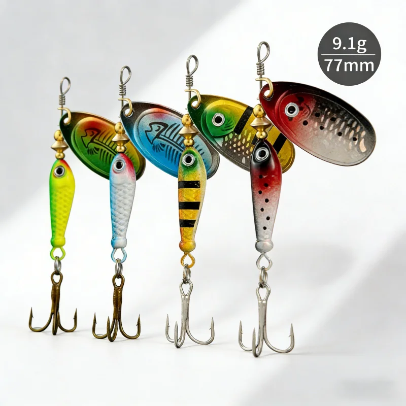 

Вращающаяся металлическая приманка в форме ложки, 9 г, тройной крючок, жесткая приманка, бионическая рыболовная приманка, приманка для окуня, щуки, специальная приманка для уничтожения