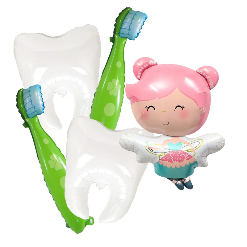 5-Piece Toothbrush Balloon Set, Elf Aluminum Film Balloon, Tooth Toothbrush Aluminum Film Balloon, Suitable for Birthday Decoration Balloon, Shower