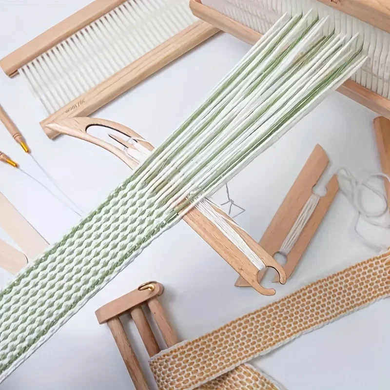 Premium Beech Wood Inkle Weaving Shuttle Kit with Beveled Design Comfort Grip Handle Complete Crafting Set for Beginners Experts
