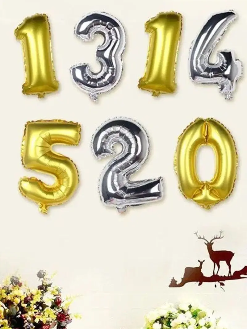 16 Inch Figure Digit Number Balloons Number Foil Balloon For Wedding Decoration Happy Birthday Balloon Baby Shower