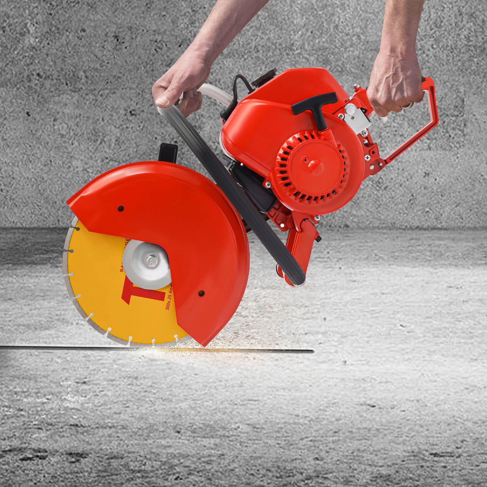 12Inch Gas Powered Concrete Cutter, Cut-Include Diamond Saw Blade with Tool Bag, Circular Saw for Concrete for Engineering