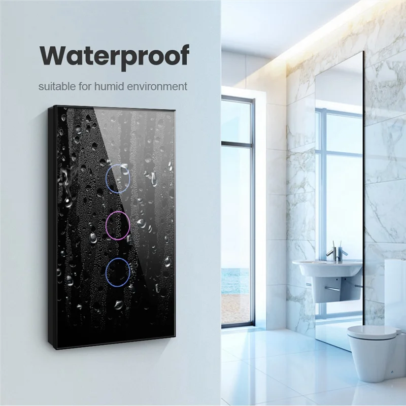 PHILE-Wifi Smart Wall Switch 3 Gang Smart Touch Sensor LED Light Switches Smart Home Alexa Google Home Control US Plug