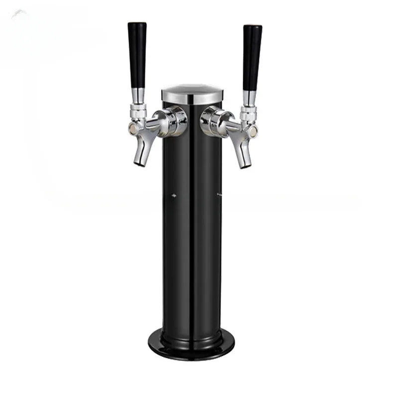 stainless steel Black plated  column beer tower with double taps