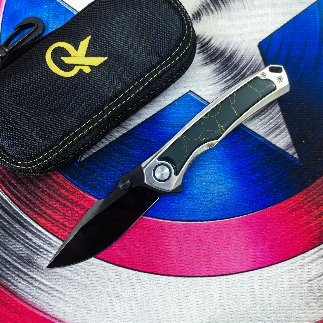 QK Original VG10 Steel DLC Coated Folding Knife Titanium Alloy Handle Camping Fishing Hunting Knife Outdoor EDC Defense Tool