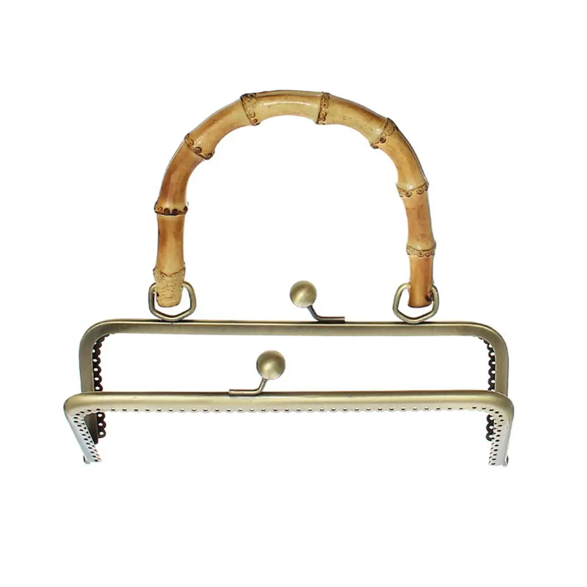 15Pcs Bronze Tone 20cm Long Rectangle Purse Clutch Frame Kiss Clasps Lock Bag Handbag Bamboo Wood Handle DIY Luggage Hardware
