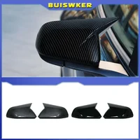 1 par de tapas de cubierta de espejo retrovisor lateral estilo bocina de Color de fibra de carbono negro brillante para Ford Mustang 2015 2016 2017 2018 2019 2020