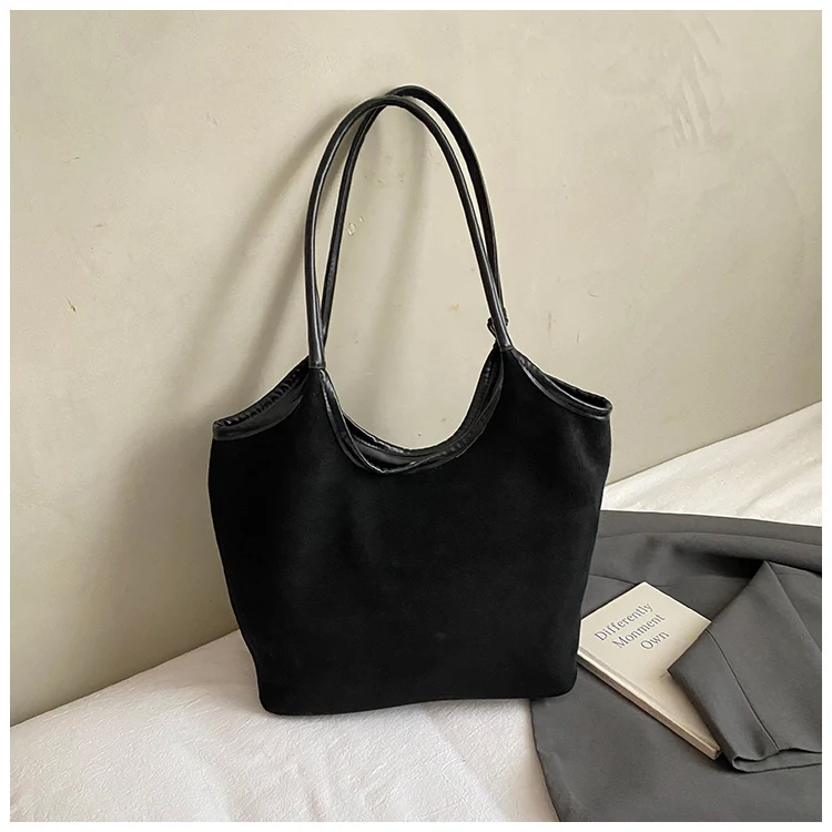 2025 Winter New Sense of Luxury Faux Suede Tote Bags Solid Classic Large Capacity High Quality Commute Shoulder Bags for Women