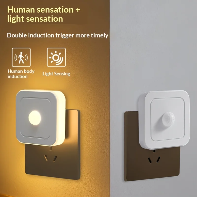 4pcs Modern LED night lights plug into wall, Motion Sensor Night Light Plug in corridor, bedroom, staircase, kitchen, bathroom