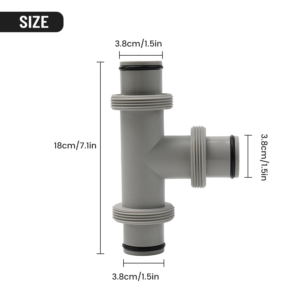 

1pcs Hose Adapter Replacement For Intex Split Hose Plunger Valve Pool Part 1.5in Tee T-Joint Extender Garden Irrigation Pipe