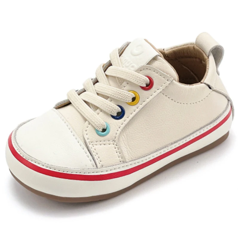 

2024 New Spring/Autumn Baby Shoes Leather Toddler Boys Barefoot Shoe Soft Sole Girls Outdoor Tennis Fashion Little Kids Sneakers