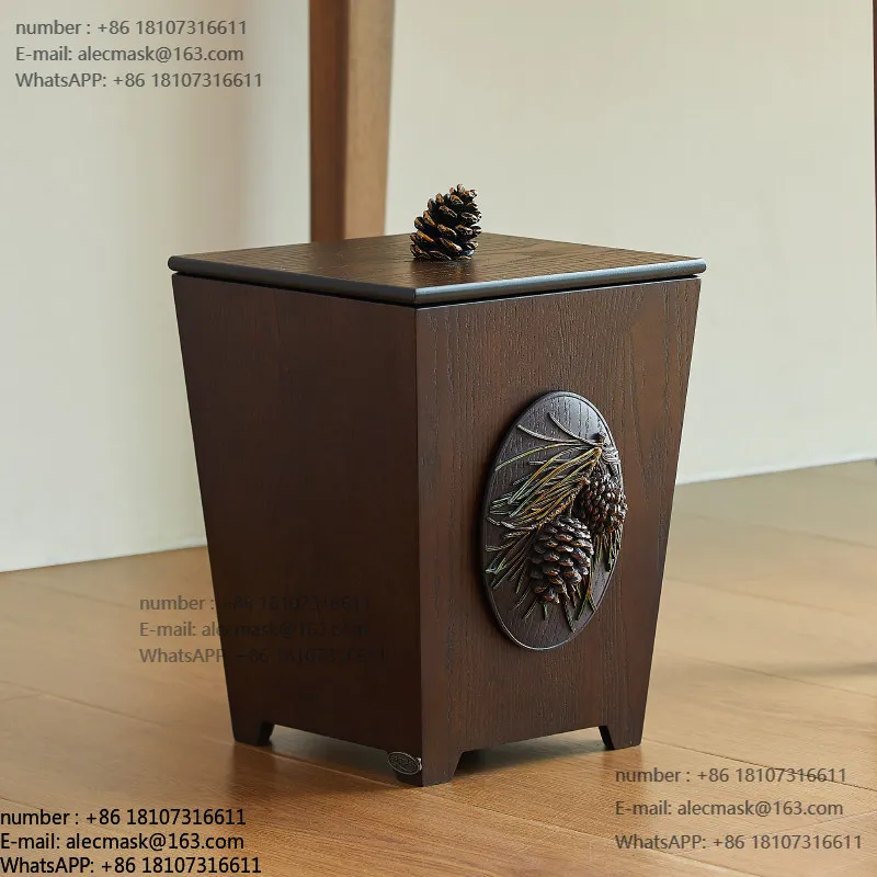 

Wooden trash can home living room large capacity and high-value new Chinese paper