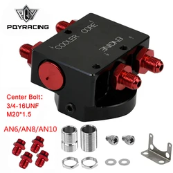 Oil Filter Sandwich Adaptor With Oil filter remote block with thermostat 1xAN8 4xAN6/AN8/AN10 PQY5675BK