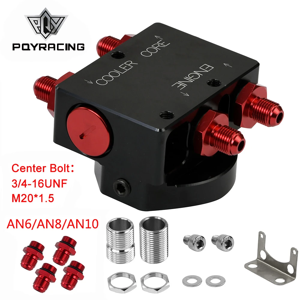Oil Filter Sandwich Adaptor With Oil filter remote block with thermostat 1xAN8 4xAN6/AN8/AN10 PQY5675BK