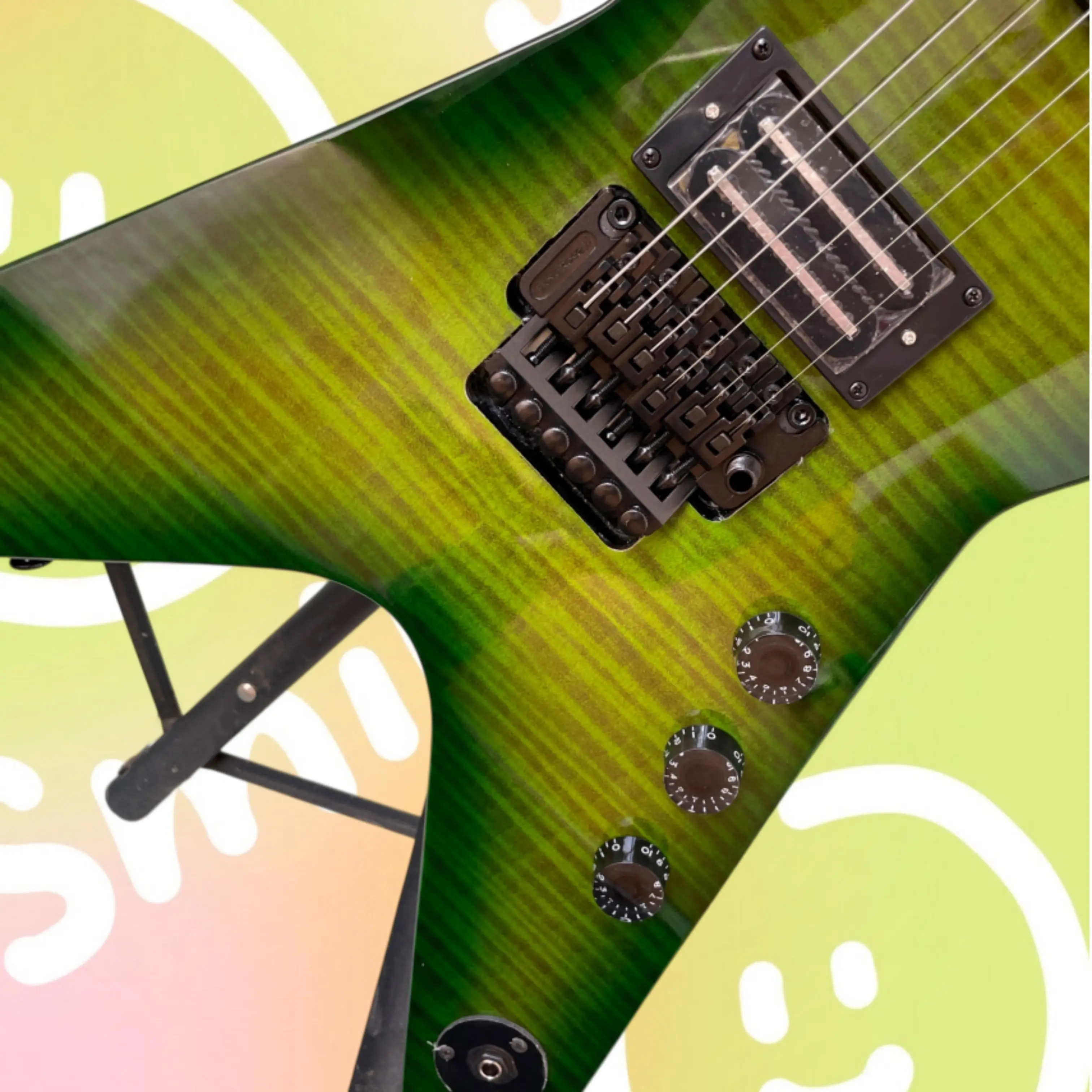 New Green Gradient Tiger-Stripe 6-String ElectricGuitar,HH Pickups,Rosewood Fingerboard Guitars,Durable and Robust Rock Guitarra