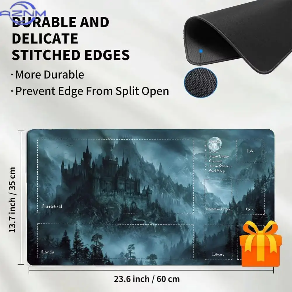 Dark Black Dragon Playmat Magic Card Game Mat TCG CCG Trading Card Mat Non Slip Rubber Base Table Game MousePad Desk Mat 60X35CM