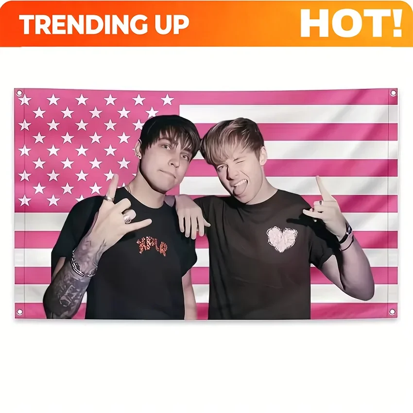 Customization 1 Piece Jack & Johnny Sam Colby US Flag Tapestry | Pink Stars & Stripes Design | Perfect For College Dorm & Bedroo