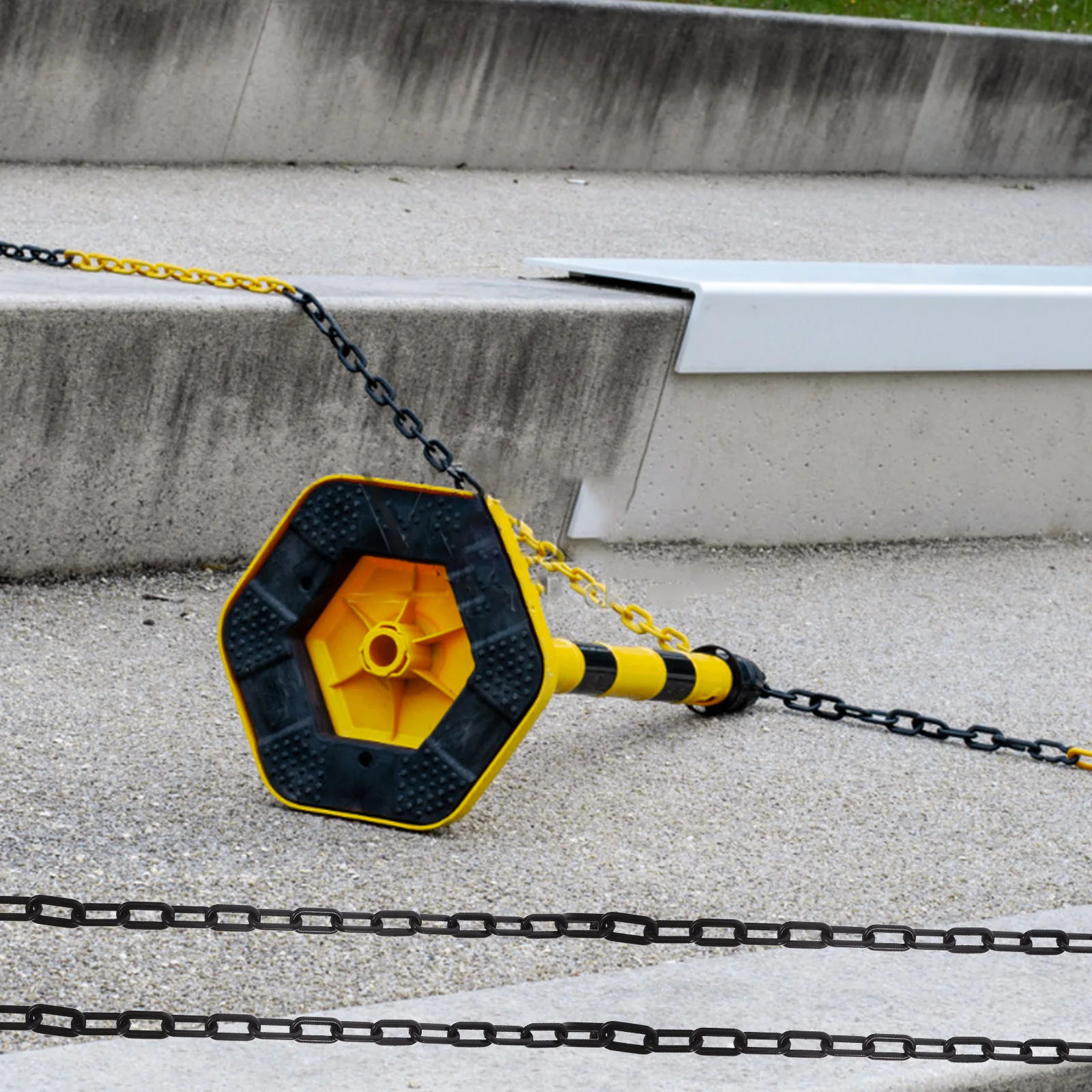 Plastic Safety Chain High Strength Links Black Chains Warning Isolation Barrier Construction Use