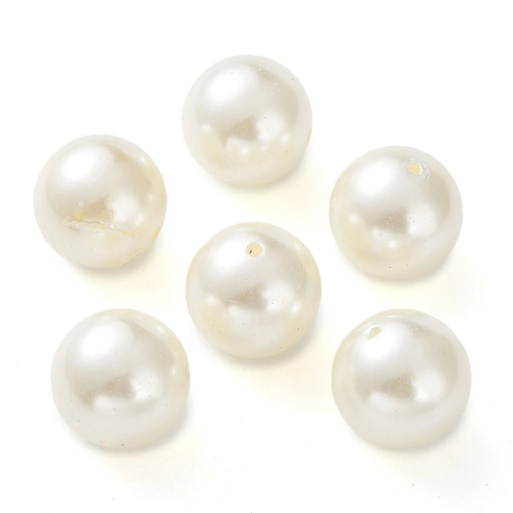 PandaHall 35 Stück 30mm Weiße Acryl-Perlen Imitationsperlen Runde Perlen für DIY Handwerk Halsketten Armbänder Schmuckherstellung – Detail 2