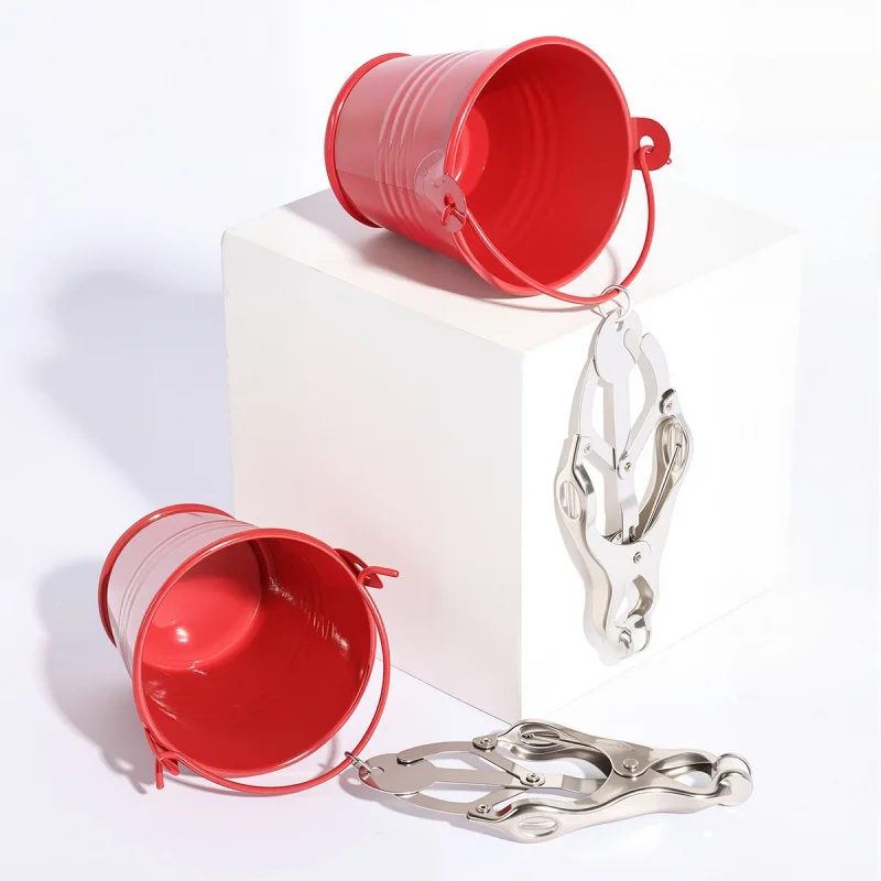دلو صغير سلسلة معدنية الحلمة المشبك مع قابل للتعديل مدلك الشفرين كليب للنساء تحفيز Bdsm عبودية الثدي الجنس لعب