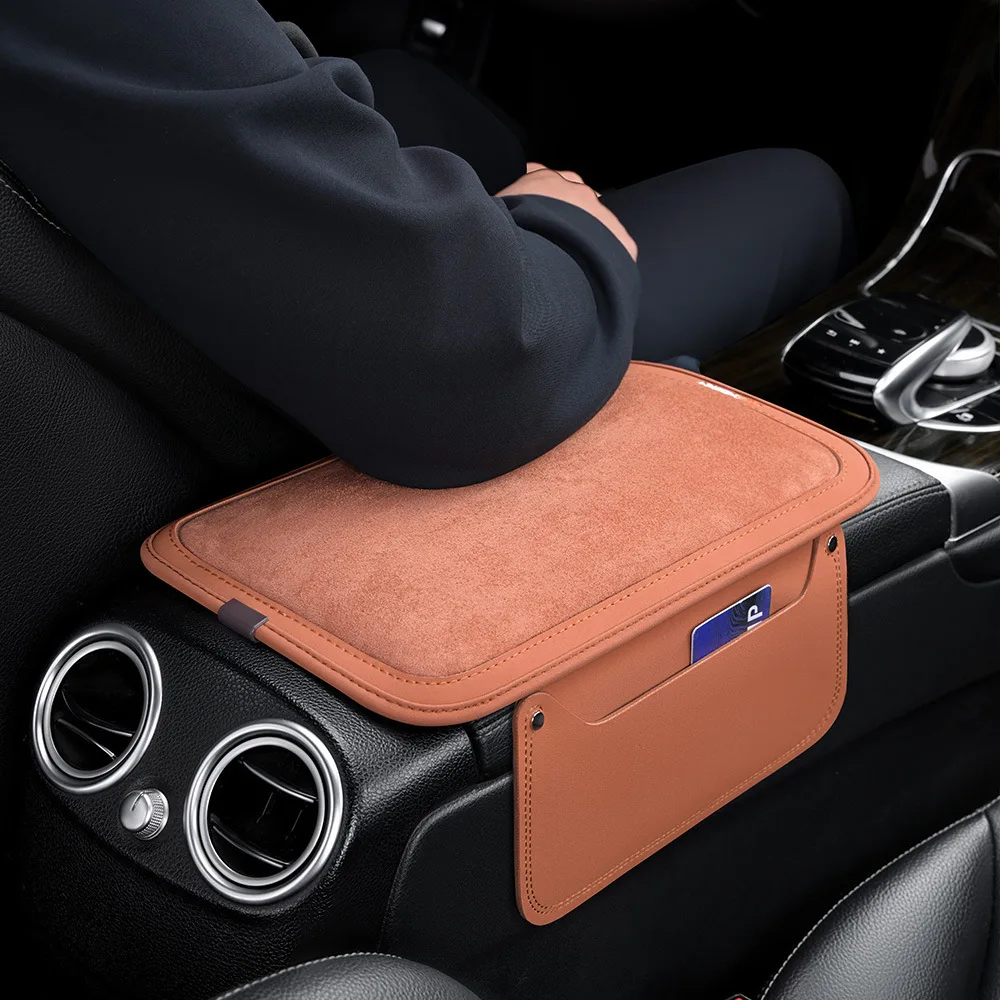 Car Suede Armrest Box Pad Car Center Armrest Box Storage Cover Plush Four-season Universal Car Elevated Elbow Rest Pad Supplies